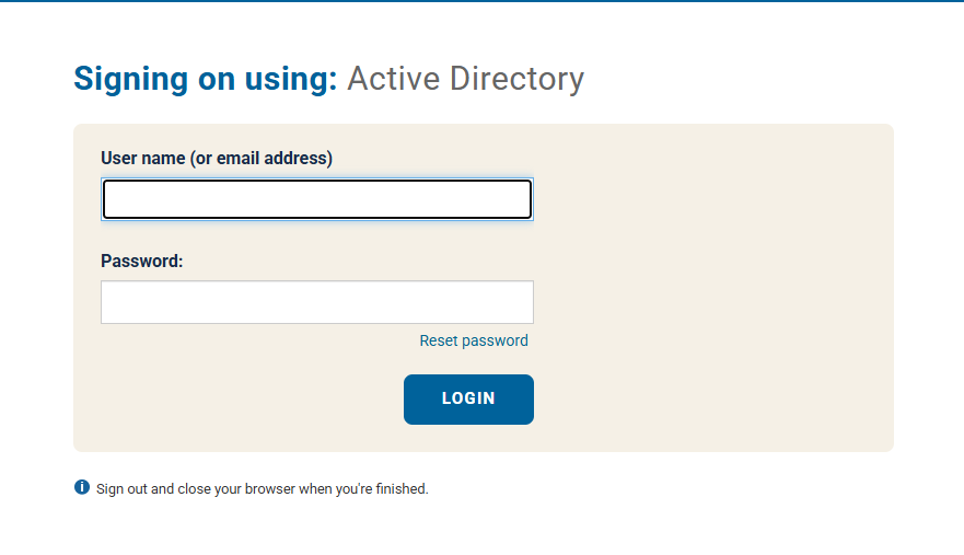 UCSD Active Directory log-in page. 